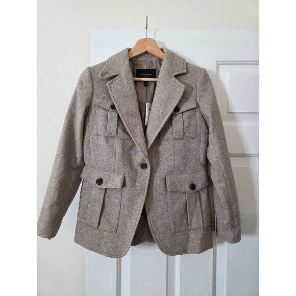 Banana republic herringbone Wool Jacket 0 $180 NWT - Picture 1 of 8